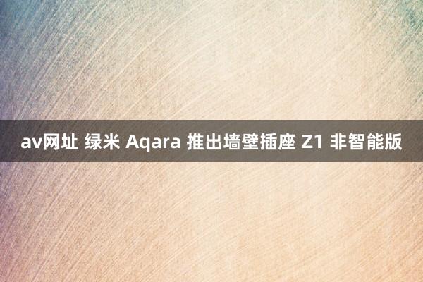 av网址 绿米 Aqara 推出墙壁插座 Z1 非智能版