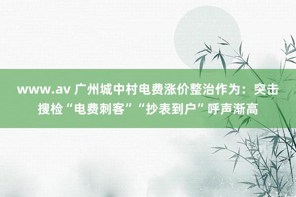 www.av 广州城中村电费涨价整治作为：突击搜检“电费刺客”“抄表到户”呼声渐高