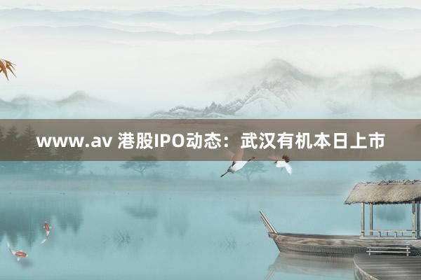 www.av 港股IPO动态：武汉有机本日上市