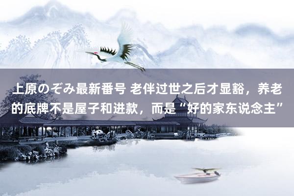 上原のぞみ最新番号 老伴过世之后才显豁，养老的底牌不是屋子和进款，而是“好的家东说念主”