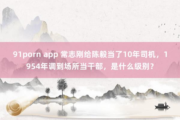 91porn app 常志刚给陈毅当了10年司机，1954年调到场所当干部，是什么级别？