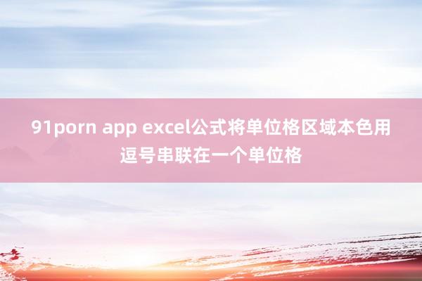 91porn app excel公式将单位格区域本色用逗号串联在一个单位格