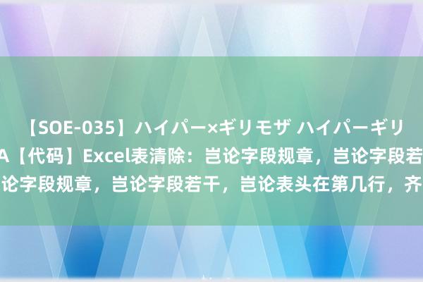 【SOE-035】ハイパー×ギリモザ ハイパーギリモザ Ami Excel VBA【代码】Excel表清除：岂论字段规章，岂论字段若干，岂论表头在第几行，齐备不错清除