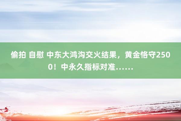 偷拍 自慰 中东大鸿沟交火结果，黄金恪守2500！中永久指标对准……